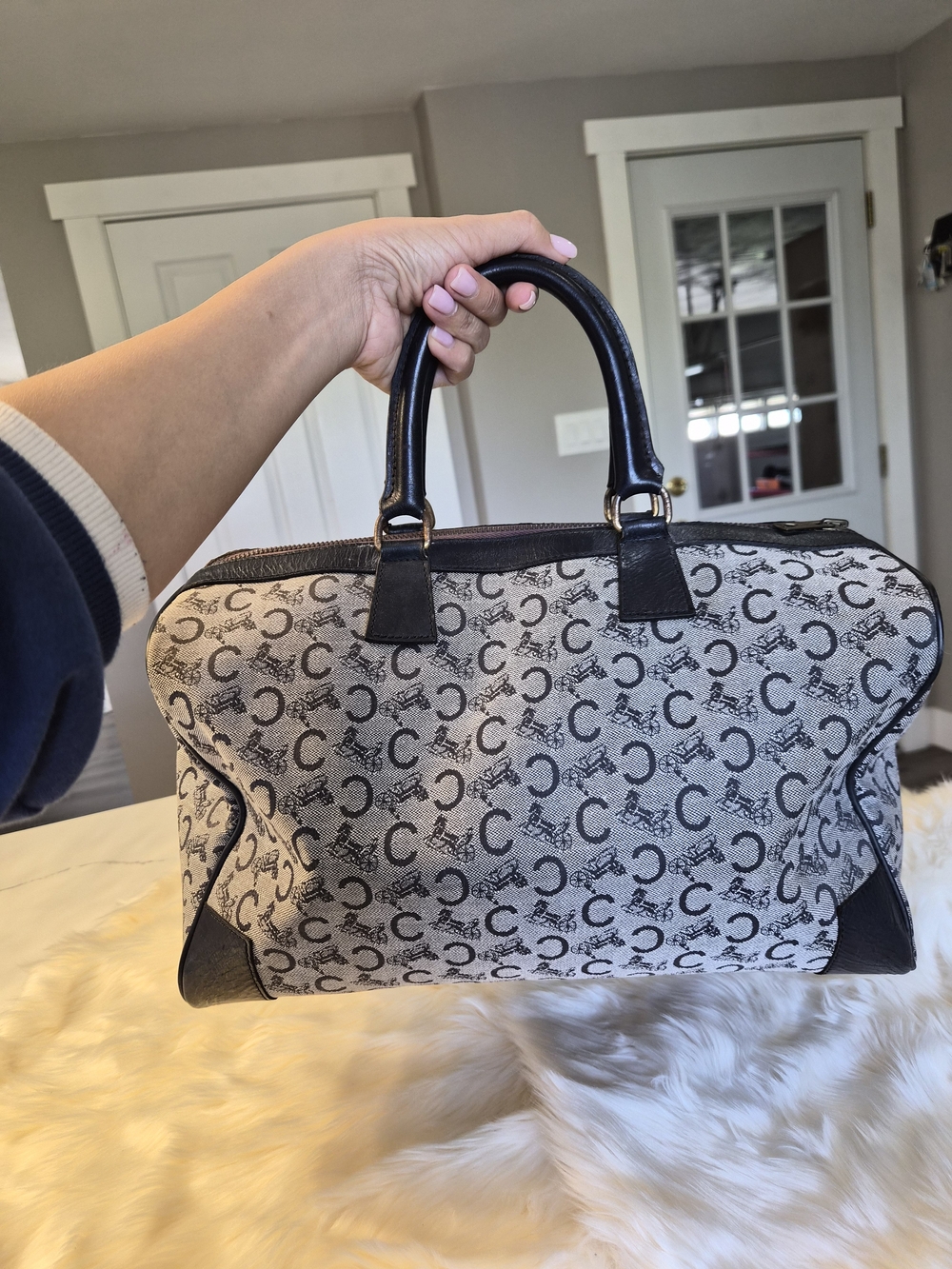 Celine Cream & Black Monogram Travel Duffle - Picture 14 of 14
